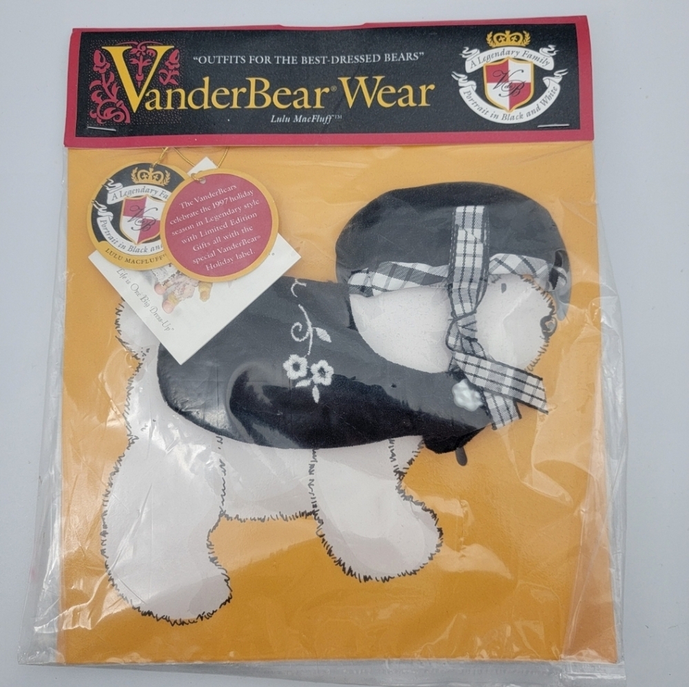 Muffy Vanderbear Doll Dog LuLu McFluff Costume Portrait in Black and White Vtg